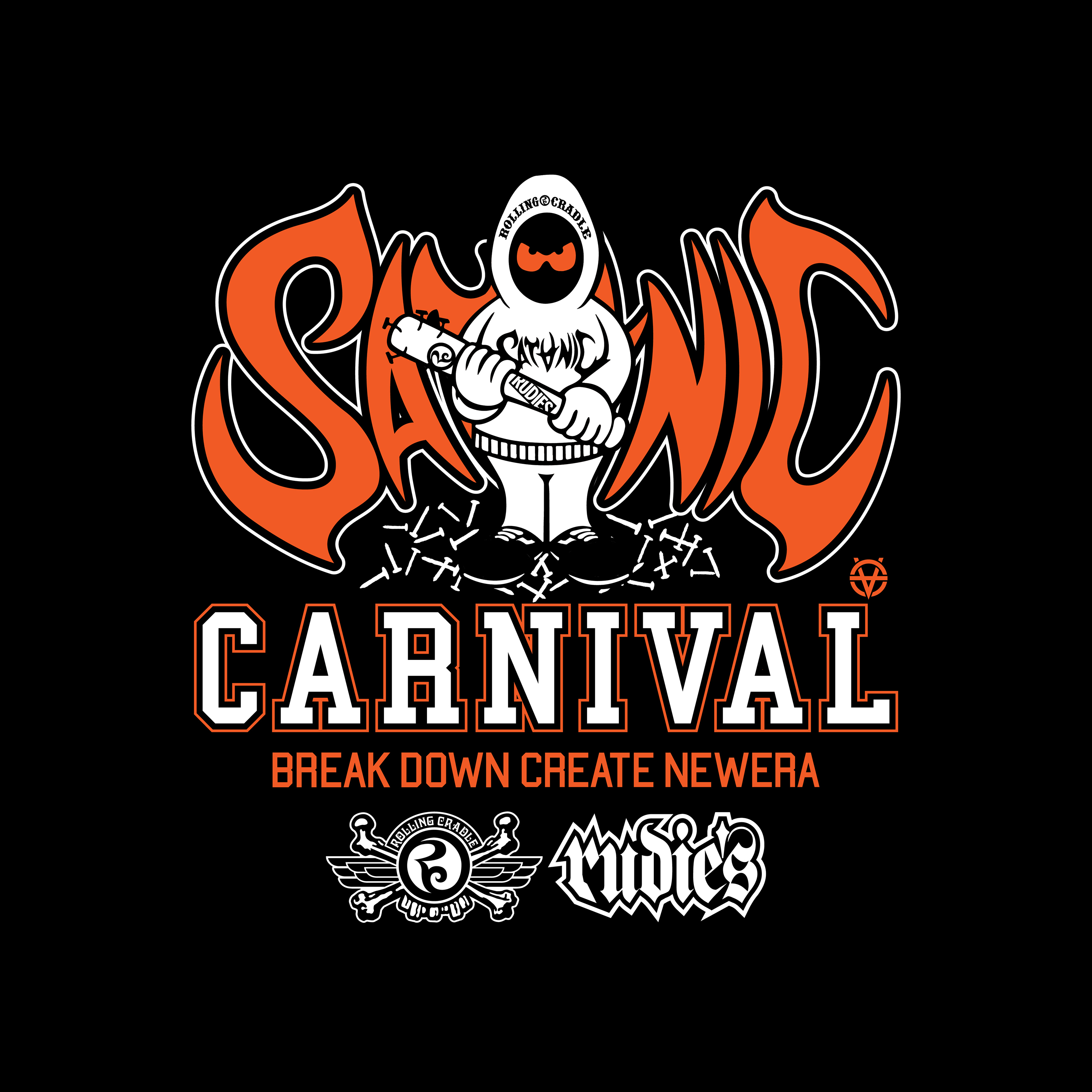 SATANIC CARNIVAL 2026 x ROLLING CRADLE & RUDIE'S TEE（ブラックxオレンジ）